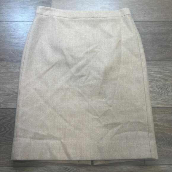 J. Crew No. 2 Pencil Skirt 100% Wool, Fully Lined, Tan, Sz 6, Workwear/Party - Picture 1 of 10